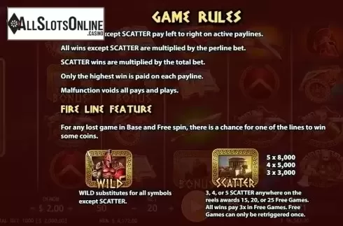 Paytable 3. Ares God of War from KA Gaming