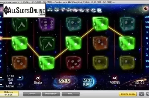Screen 1. Astrodice from NeoGames
