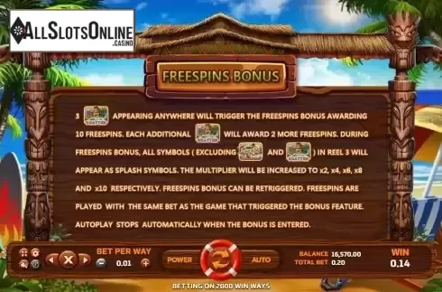 Free Spins screen
