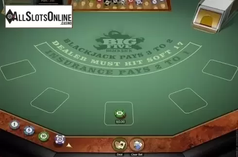 Game Screen. Big 5 Blackjack Gold from Microgaming