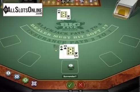 Game Screen. Big 5 Blackjack Gold from Microgaming