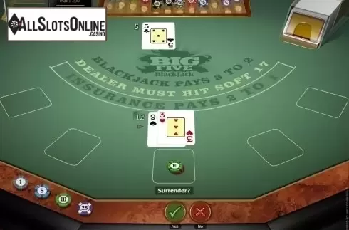 Game Screen. Big 5 Blackjack Gold from Microgaming