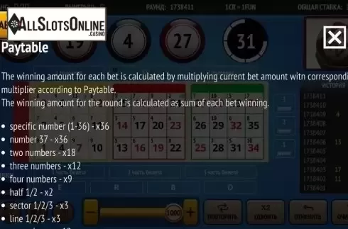 Paytable 3. Bingo 37 Ticket from InBet Games