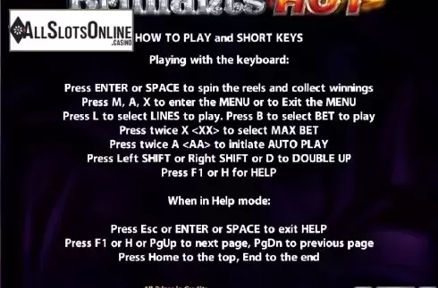 Paytable 4. Brilliants Hot from Casino Technology