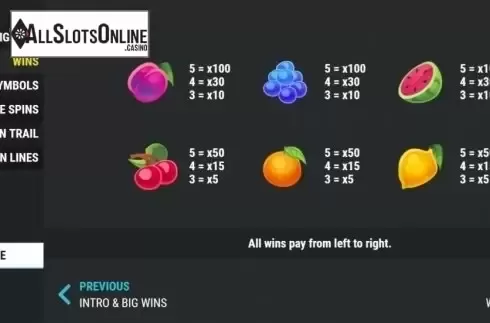 Paytable 2. Casino Crops from Slot Factory