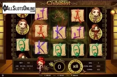 Free Spins screen. Chibi Slot from Thunderspin
