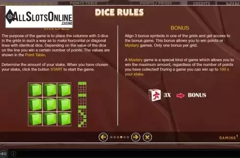 Paytable 4. Devilish Dice from GAMING1