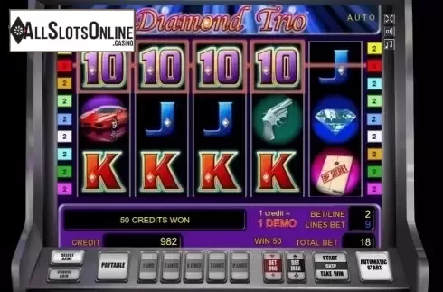 Win Screen. Diamond Trio from Novomatic