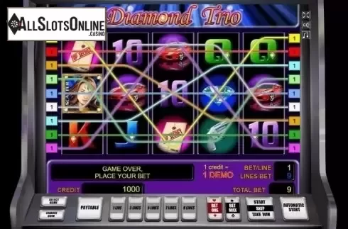Reel Screen. Diamond Trio from Novomatic