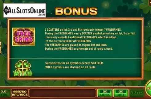 Game Features screen