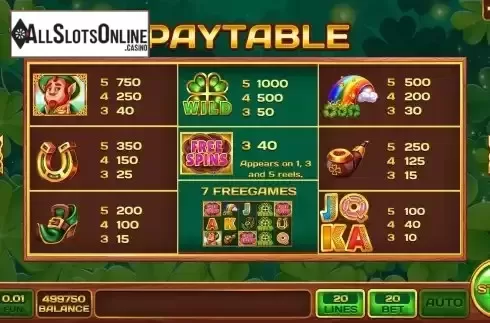 PayTable screen