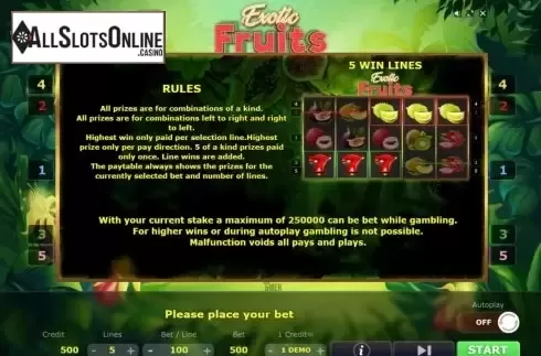 Rules. Exotic Fruits (Five Men Games) from Five Men Games
