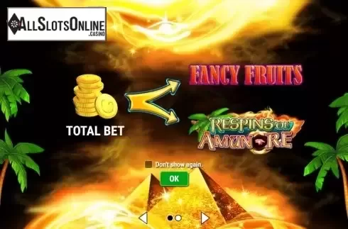 Start Screen. Fancy Fruits Respins Of Amun-Re from Gamomat
