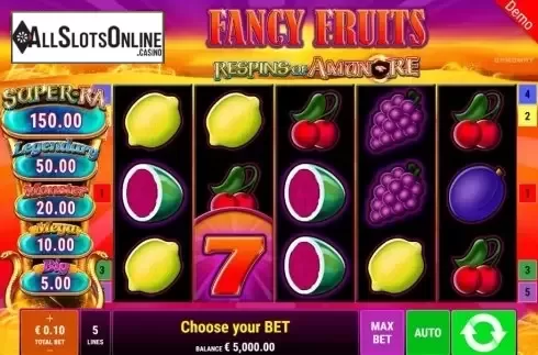 Reel Screen. Fancy Fruits Respins Of Amun-Re from Gamomat