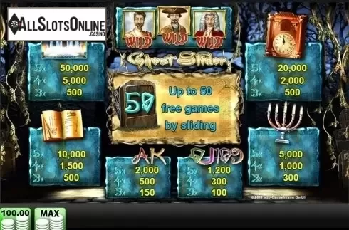 Paytable. Ghost Slider from Merkur