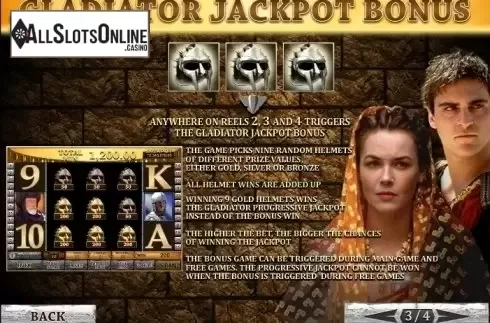 Paytable 3. Gladiator JP from Playtech
