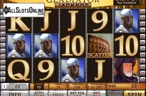 Game Workflow screen. Gladiator JP from Playtech