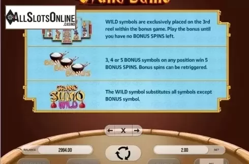 Paytable 3. Grand Sumo from Fugaso