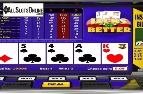 Game Screen. Jacks or Better (Betsoft) from Betsoft