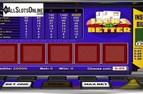 Game Screen. Jacks or Better (Betsoft) from Betsoft