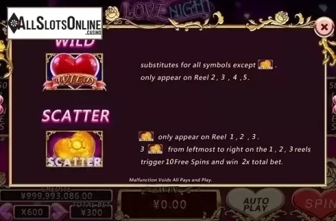 Wild & Scatter. Love Night from CQ9Gaming