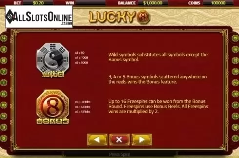 Features. Lucky 8 (XIN Gaming) from XIN Gaming