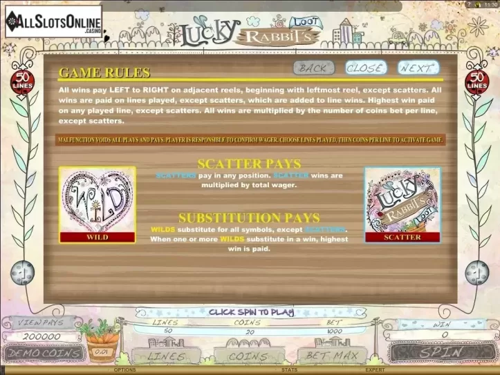Screen2. Lucky Rabbits Loot from Microgaming
