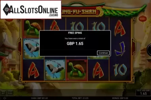 Free Spins Win. Lung-Fu Shan from Nektan