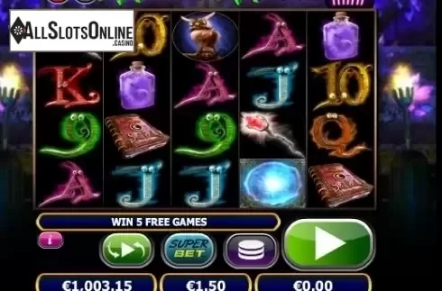 Reel screen. Merlins Millions Superbet Mini from NextGen