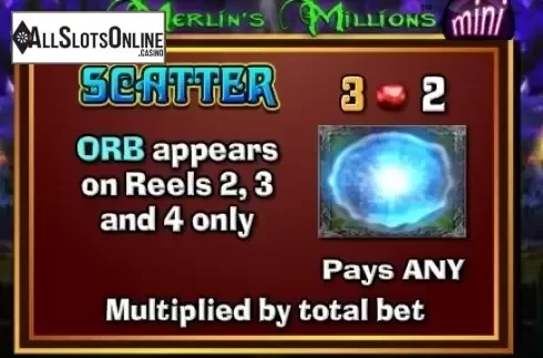 Paytable 4. Merlins Millions Superbet Mini from NextGen