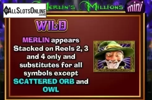 Paytable 3. Merlins Millions Superbet Mini from NextGen
