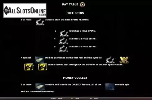 Free Spins feature screen