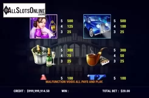 Paytable 1. Night of Golden Age from Slot Factory