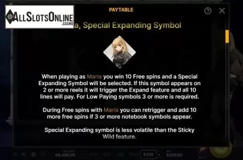 Paytable 3