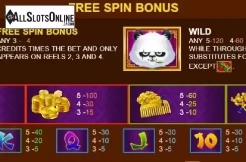 Paytable 1. Panda! Panda! from JDB168