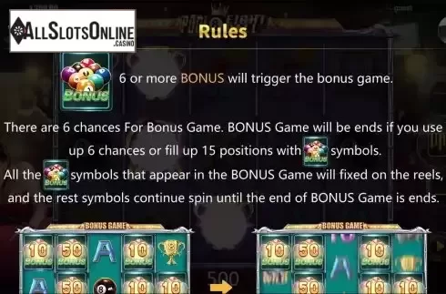 Bonus game screen