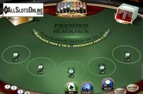 Game Screen. Premier Euro Blackjack MH from Microgaming