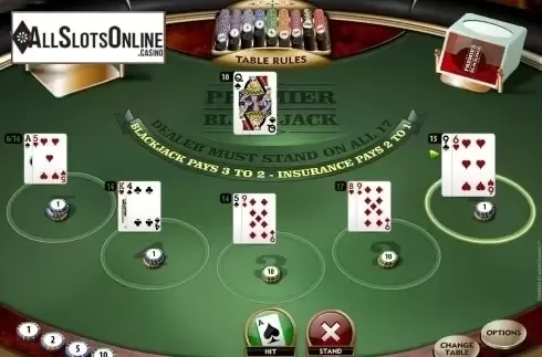 Game Screen. Premier Euro Blackjack MH from Microgaming
