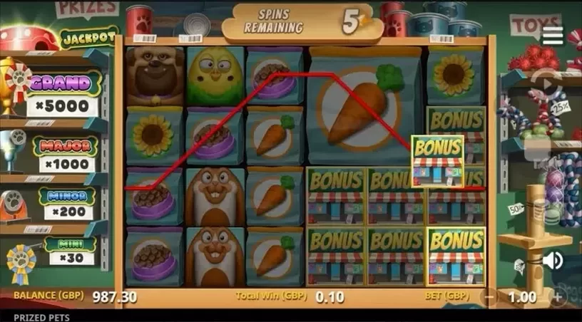 Prized Pets Gigablox slot screenshot 5