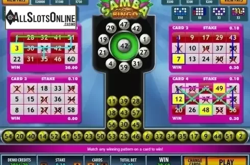 Win Screen. Samba Bingo from Microgaming
