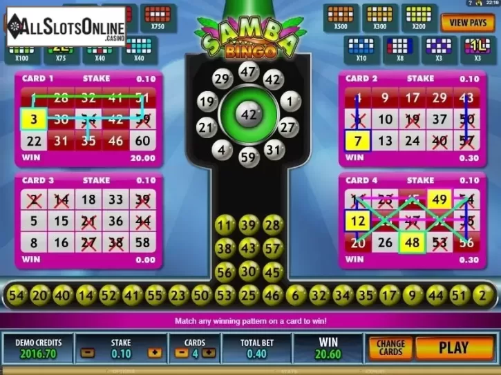 Win Screen. Samba Bingo from Microgaming