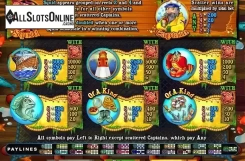 Paytable . Sea Captain from esball