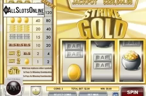 Game Workflow screen. Strike Gold from Rival Gaming