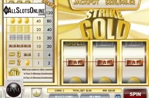 Win Screen 2. Strike Gold from Rival Gaming