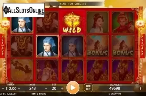 Win screen. The Lotus Lamp from KA Gaming