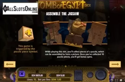 Puzzle Game Screen. Tomb of Egypt Dice from Mancala Gaming