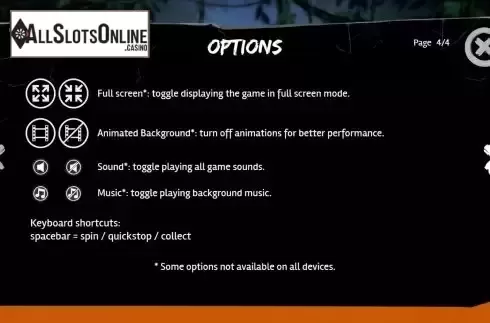 Game Info screen
