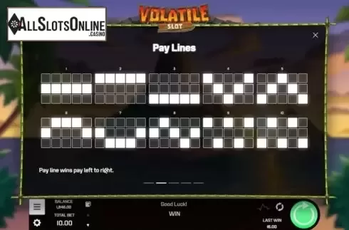 Paylines. Volatile Slot from Golden Rock Studios