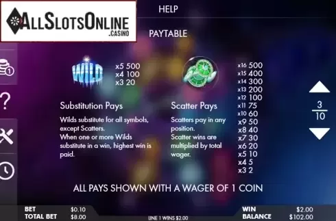 Paytable 1. Wild Space from Genesis