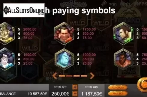 Paytable 1. Wild Sumo from Gamatron